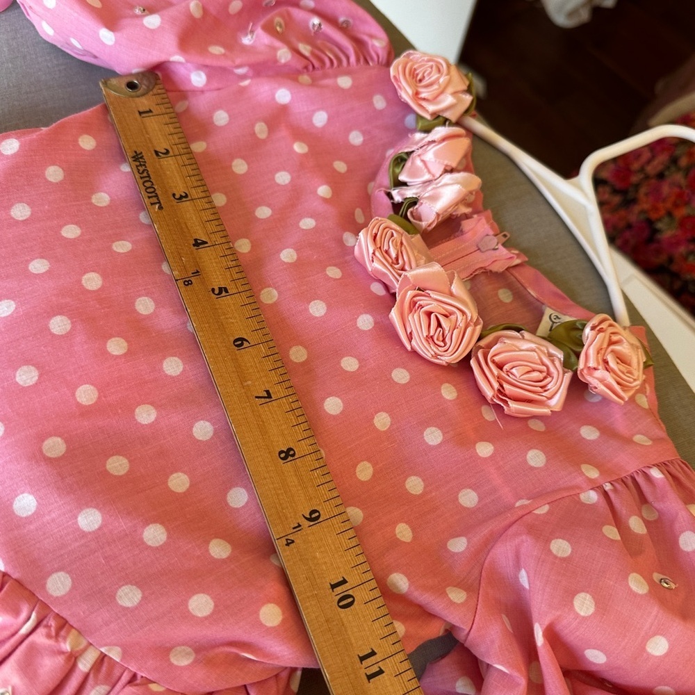 Girls vintage pink polka dot costume. Size 5 - Picture 4 of 7